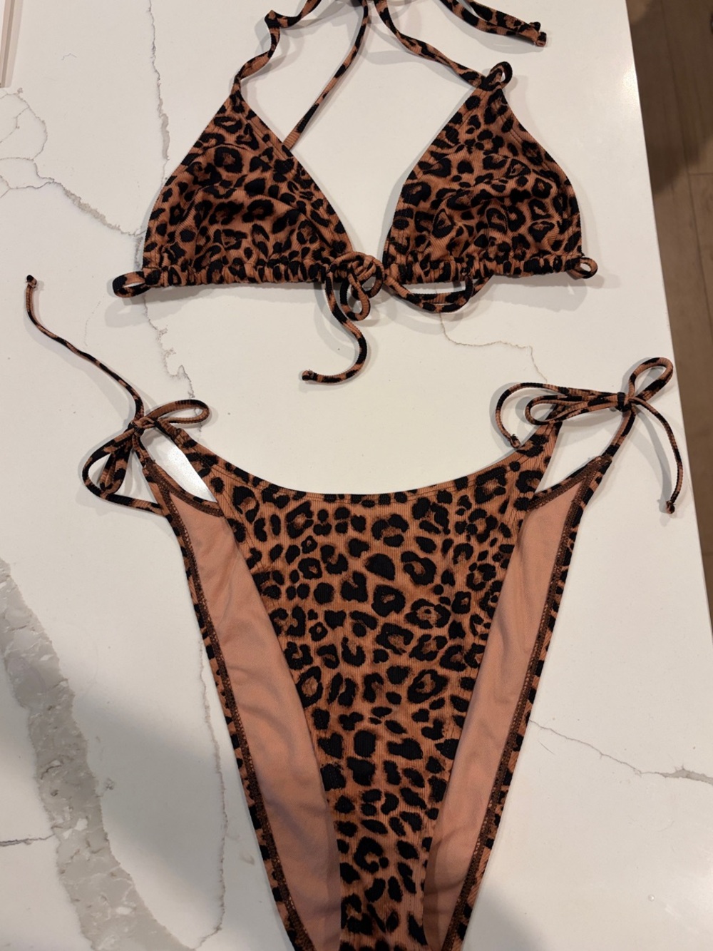 Target Wild Fable Leopard Print Tie-Side Bikini Set - M top, L bottom